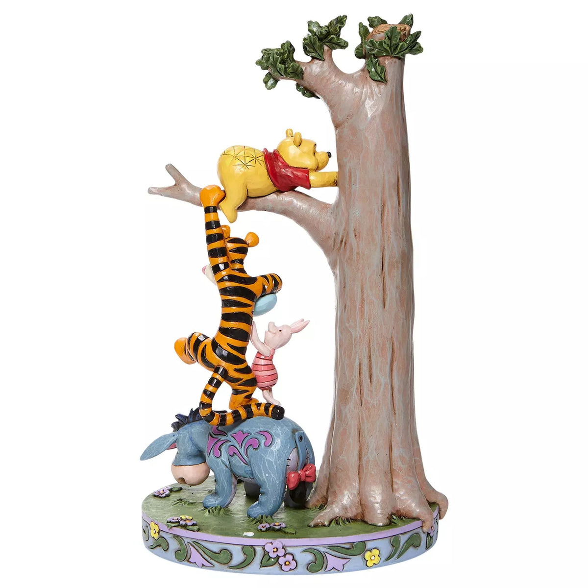 Jim Shore Hundred Acre Caper 6008072, reverse view showing Tigger, Piglet and Eeyore below Pooh