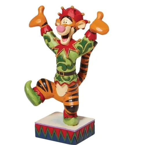 Reverse view of Tigger as a Christmas elf figurine