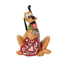 Jim Shore Disney Pluto holding a decorated heart figurine, front view