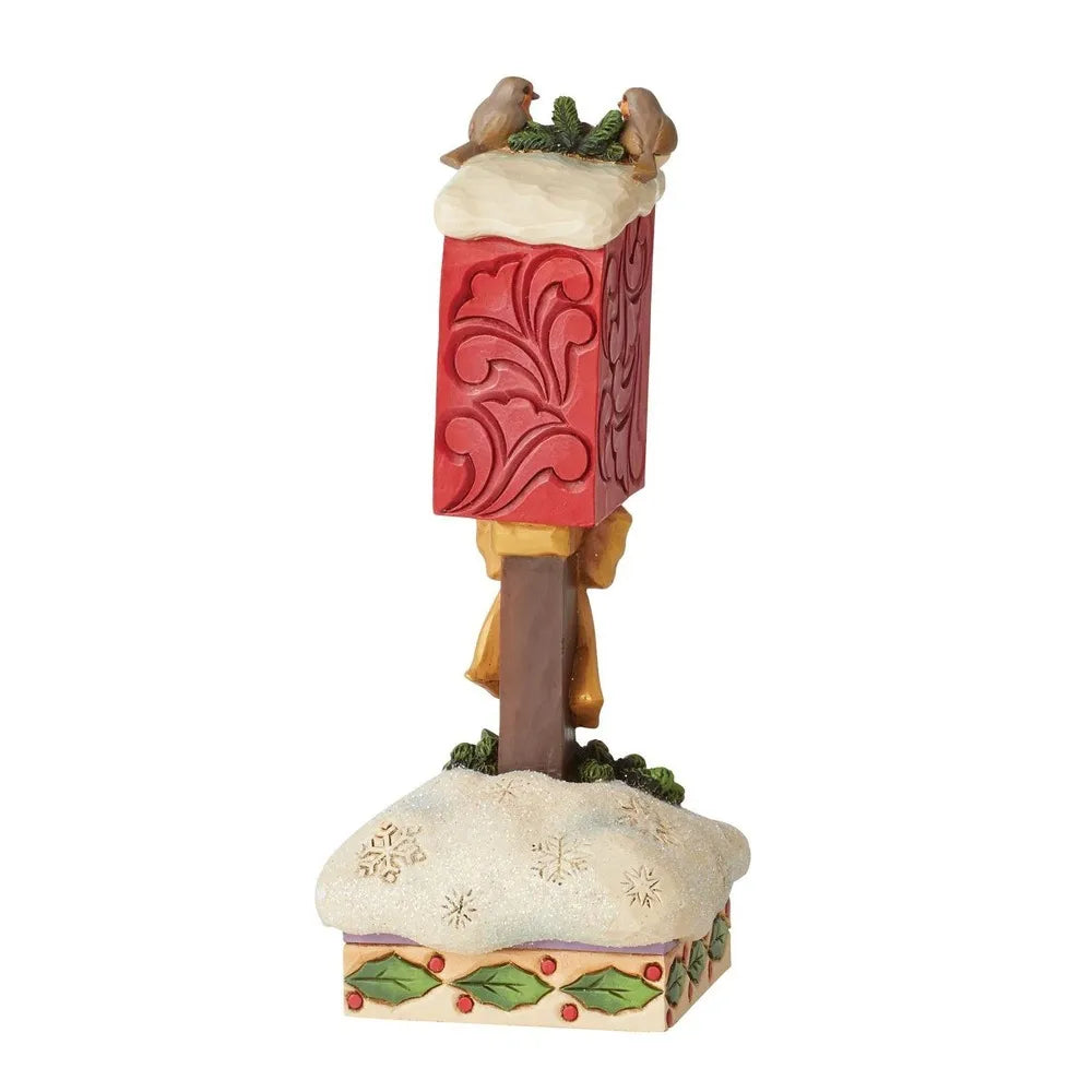 Jim Shore European Robins on Postbox figurine back view