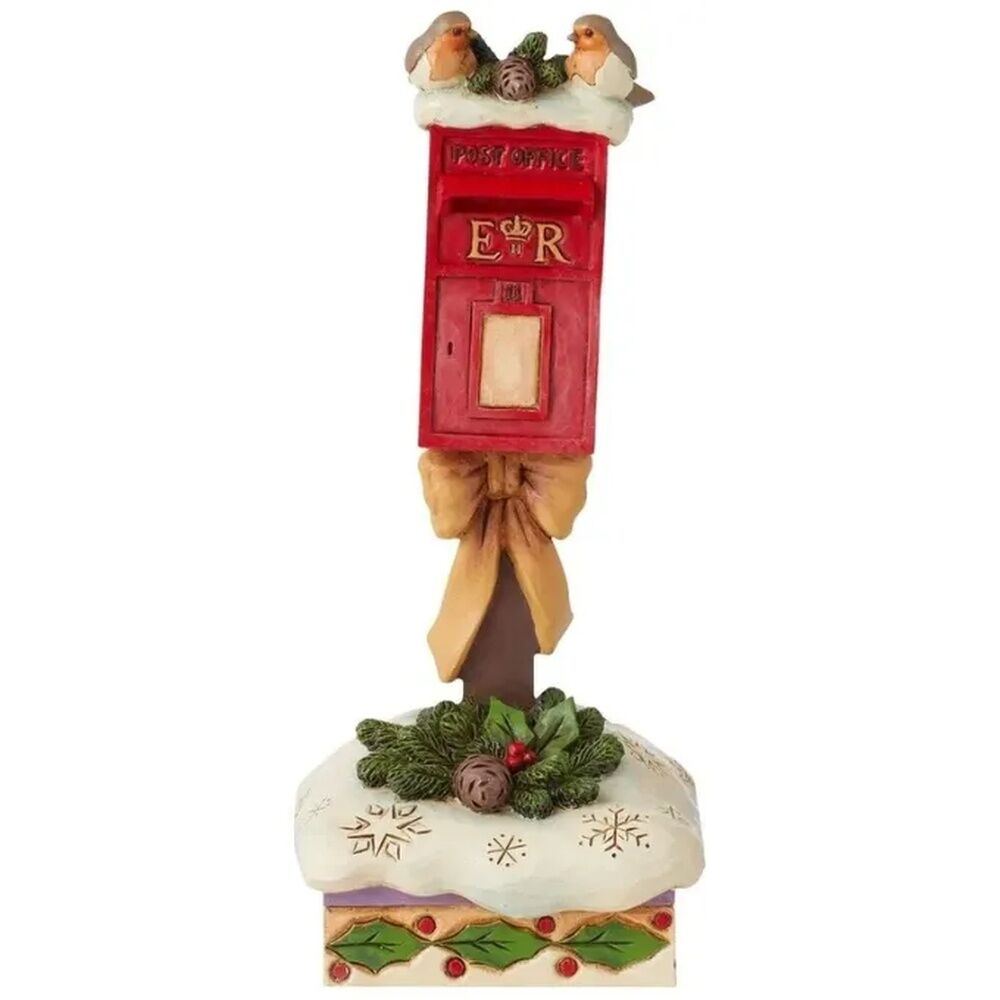 Jim Shore European Robins on Postbox figurine front view