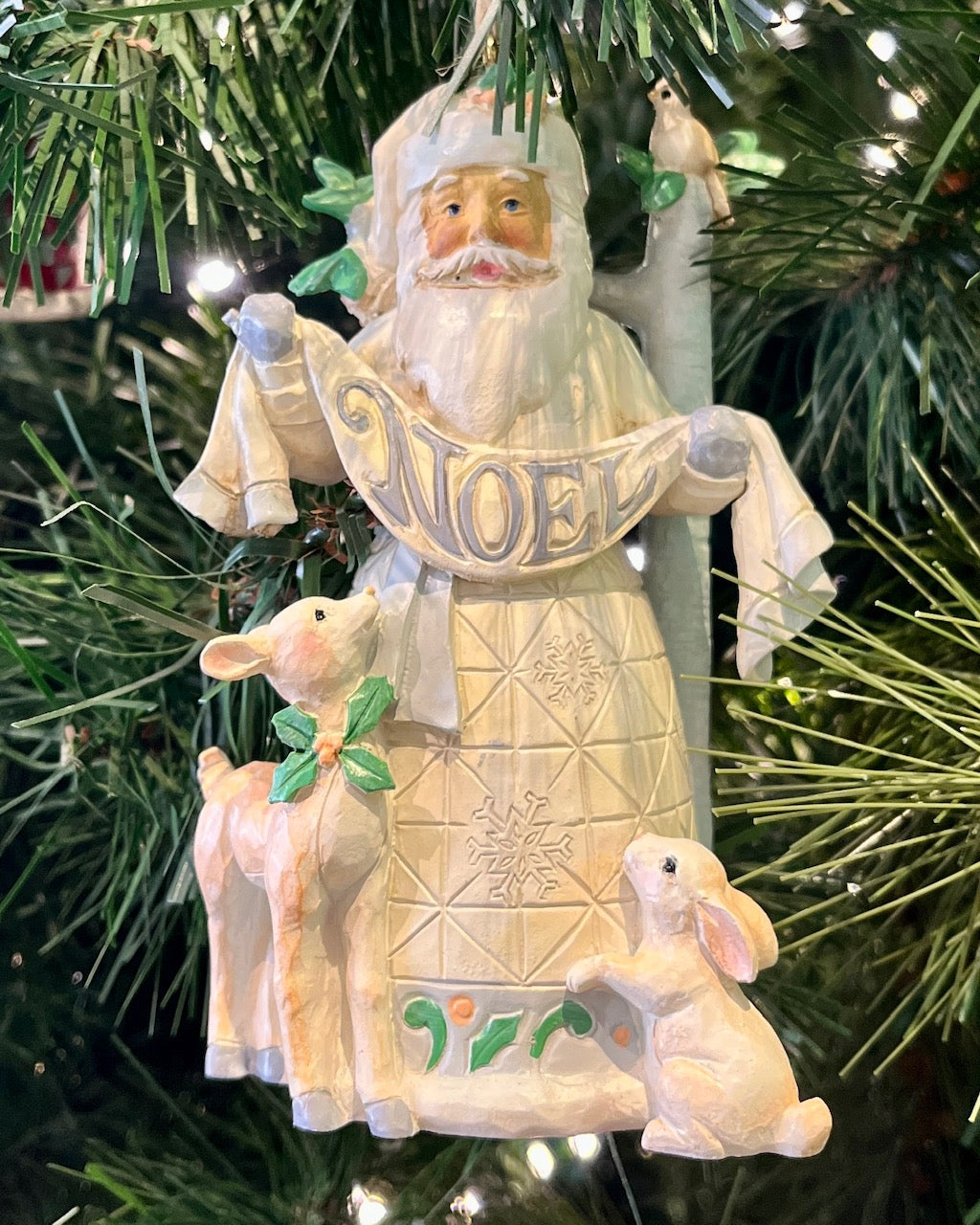 Jim Shore White Woodland Santa Noel hanging ornament – SKU 6012027