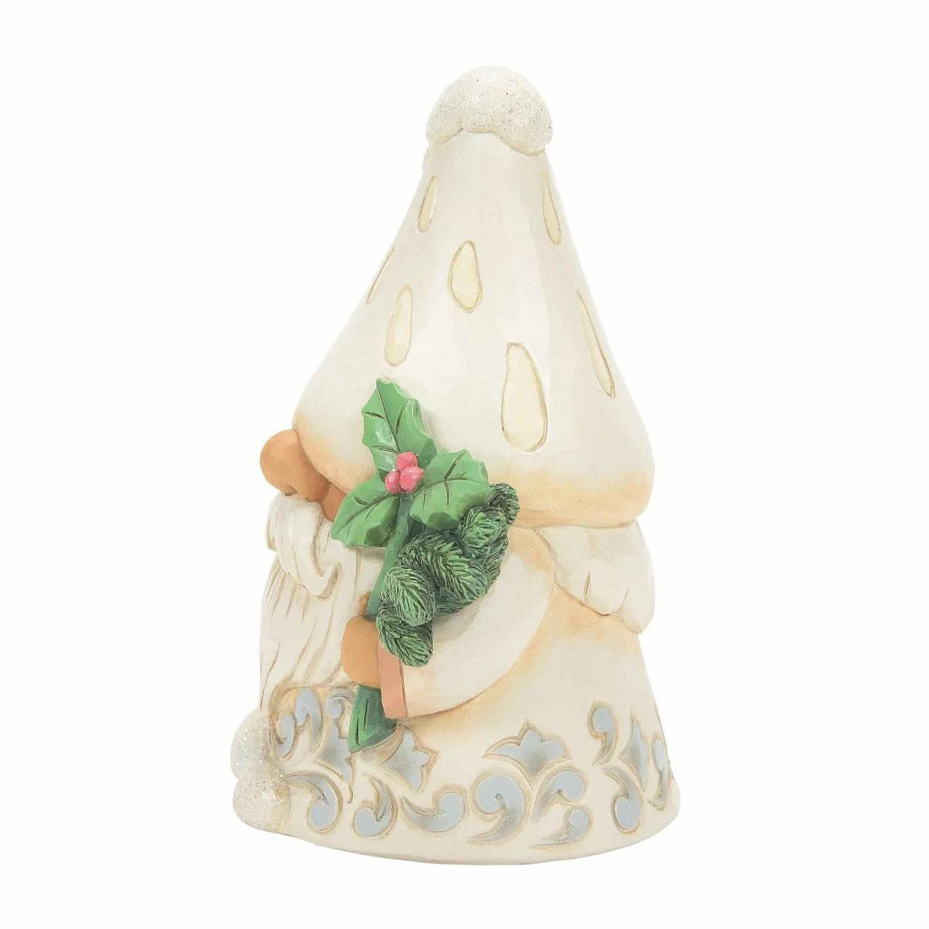 Jim Shore Winter's Fun-Guy mushroom-hat gnome back view