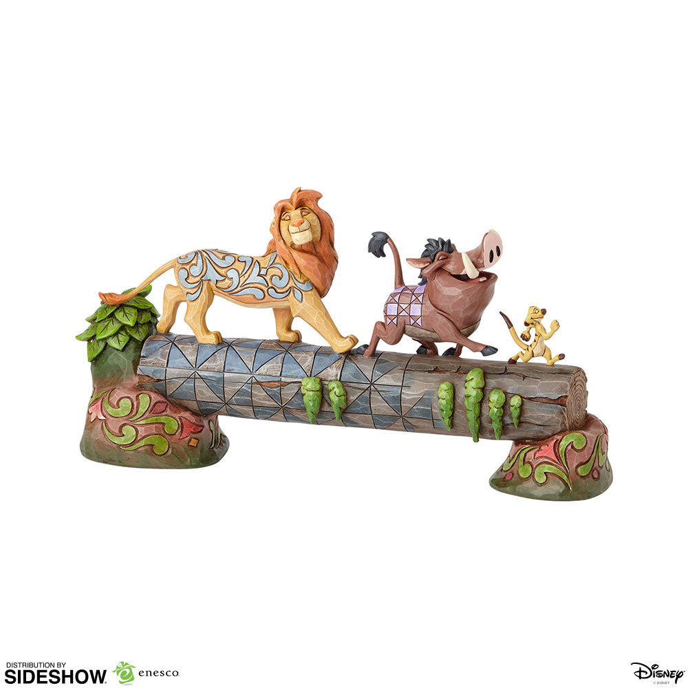 Jim Shore Disney Traditions Simba Timon and Pumbaa Carefree Camaraderie angled view