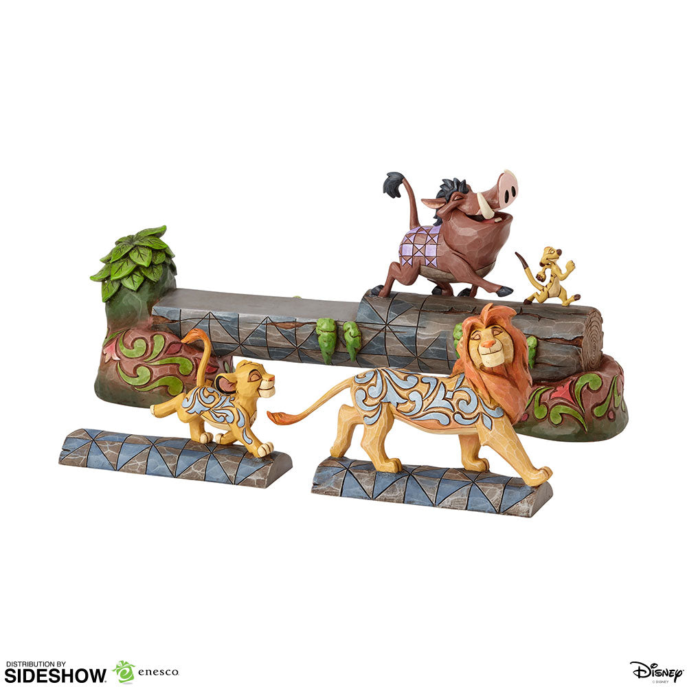 Jim Shore Disney Traditions Simba Timon and Pumbaa Carefree Camaraderie detail view
