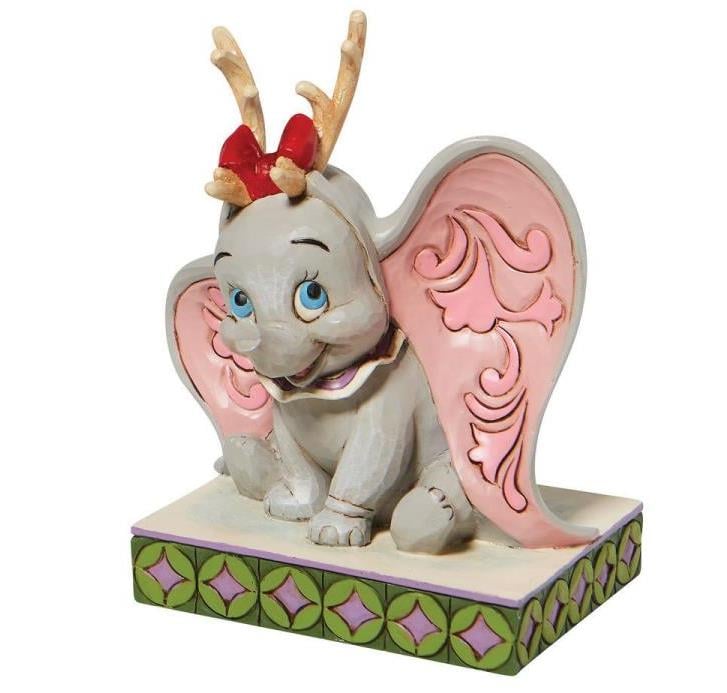 Jim Shore Disney Traditions Dumbo in reindeer antlers rear view
