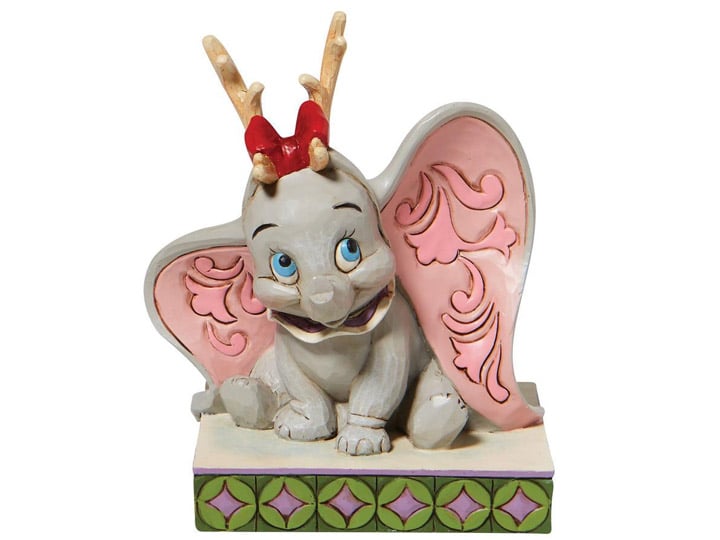 Jim Shore Disney Traditions Dumbo in reindeer antlers front view