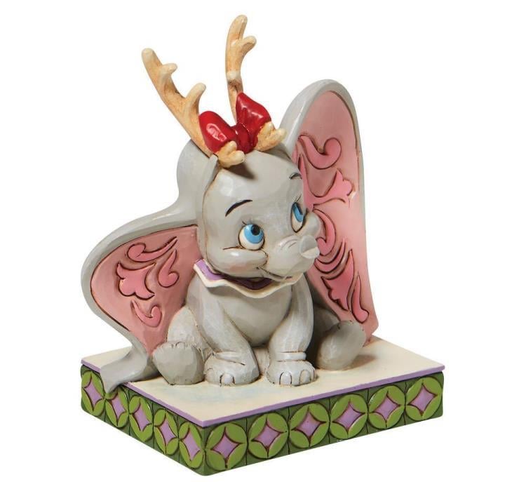 Jim Shore Disney Traditions Dumbo in reindeer antlers side view