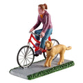 Lemax A Ride and a Walk figurine of a cyclist beside a dog