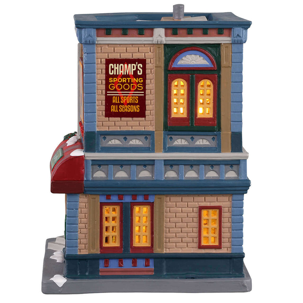 Lemax Champ’s Sporting Goods lighted building, rear view – SKU 05652