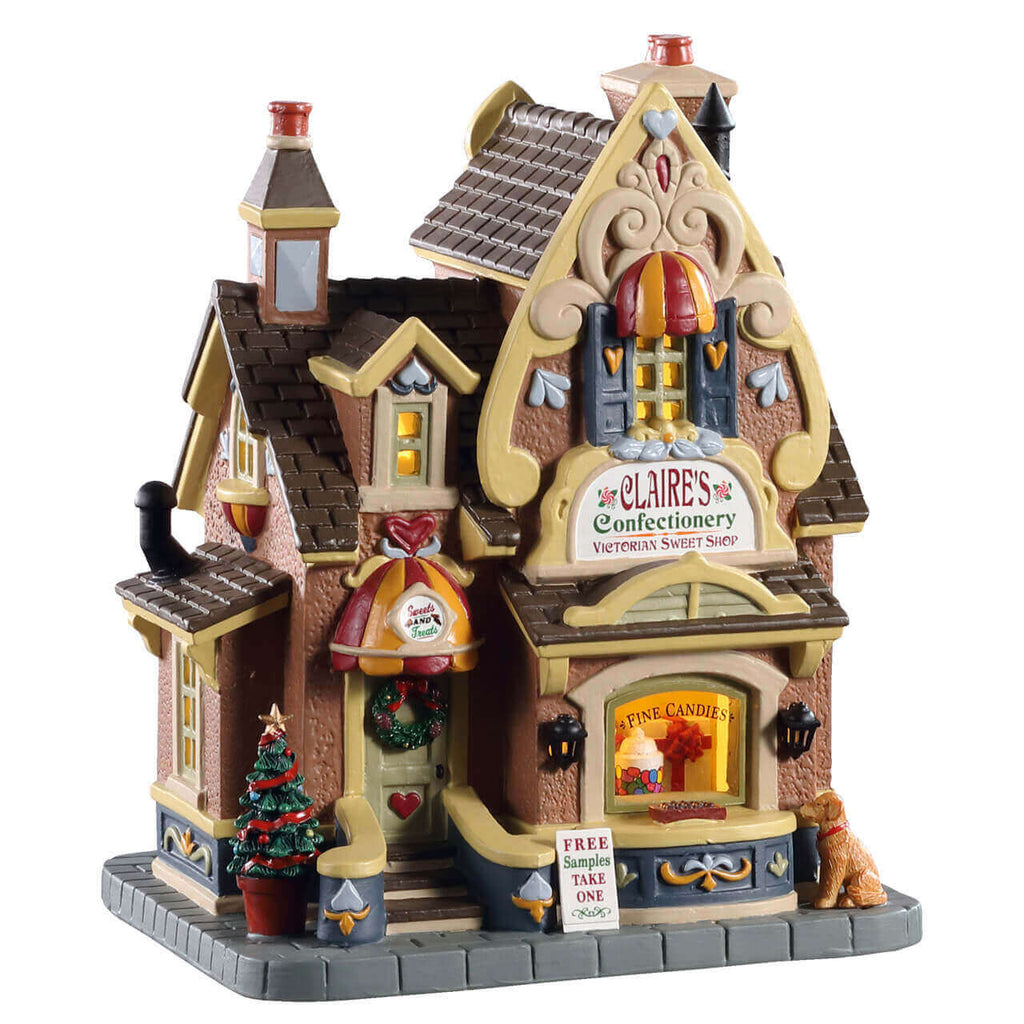 Lemax Claire’s Confectionery lighted building, front view – SKU 05665