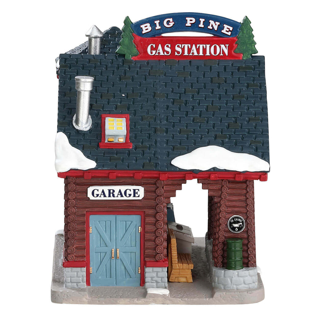 Lemax Big Pine Gas Station lighted building, rear view – SKU 75205