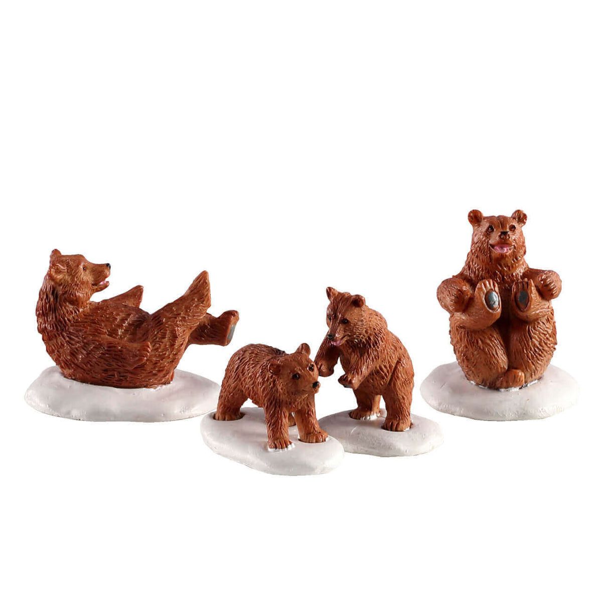 Lemax Bear Family Snow Day set with three bear figures on snowy bases