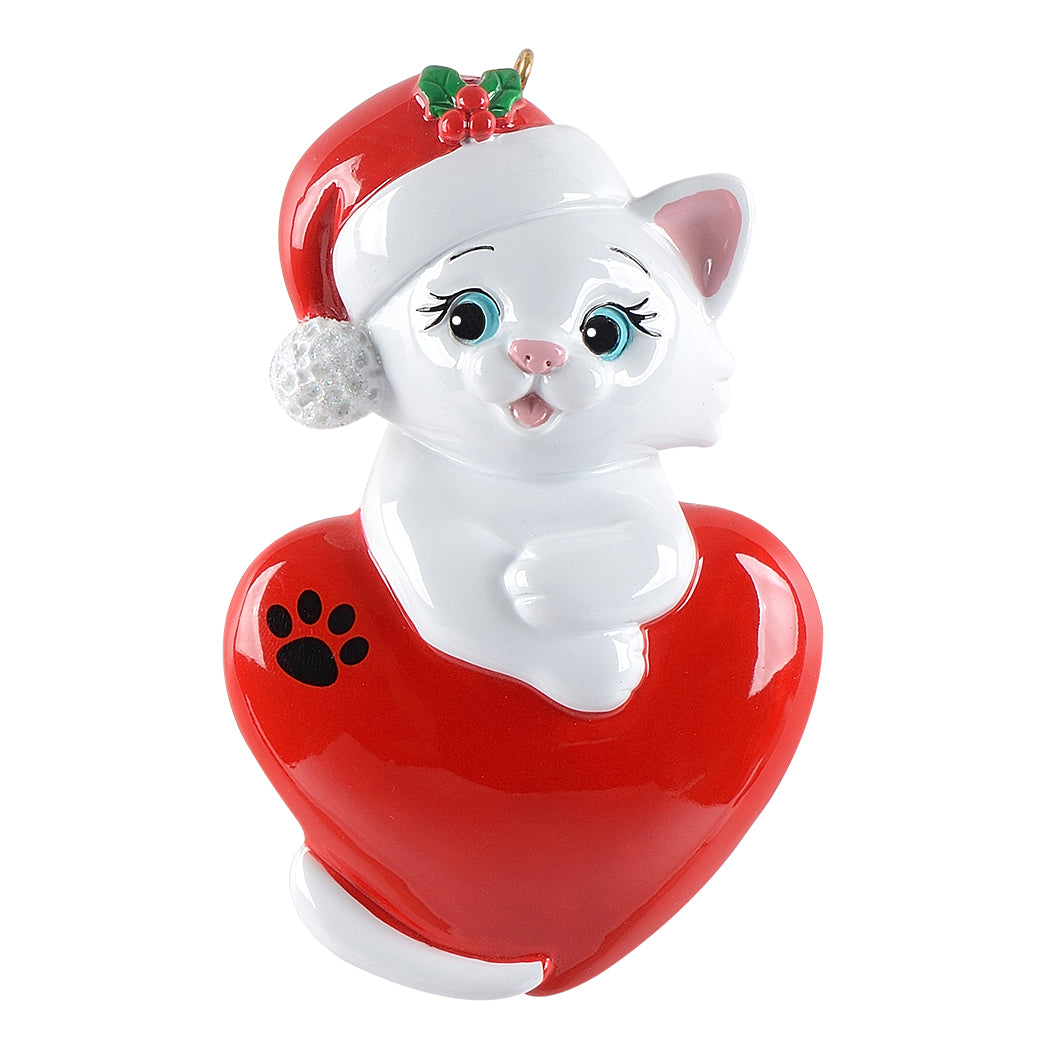 Maxora Cute Cat White Personalised Ornament – SKU PR299W