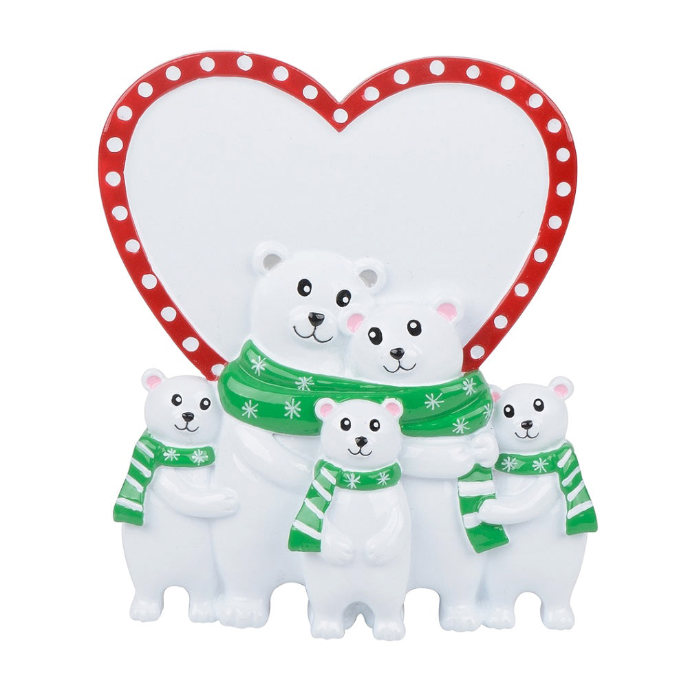 Maxora Polar Bear Family of 5 Personalised Ornament – SKU PRT201-5