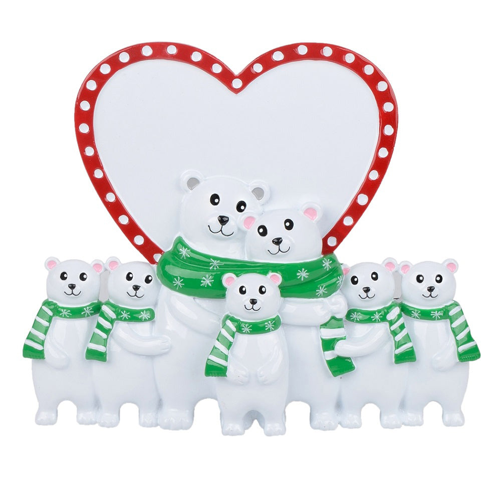 Maxora Polar Bear Family of 7 Personalised Ornament – SKU PRT201-7