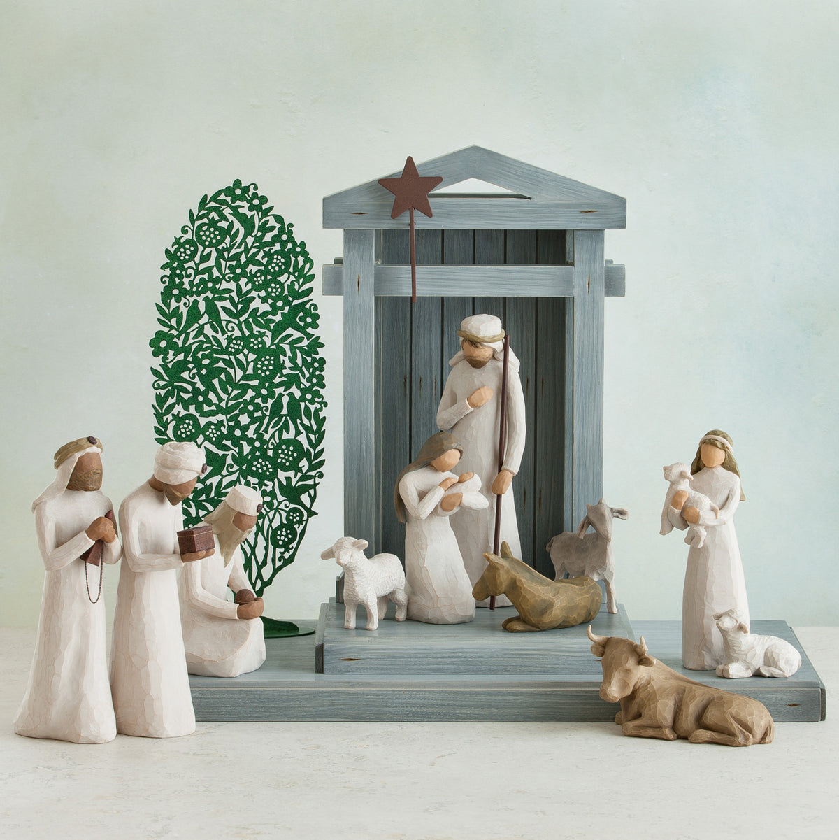 Willow Tree Tree Silhouette displayed with Nativity figures, SKU 27271